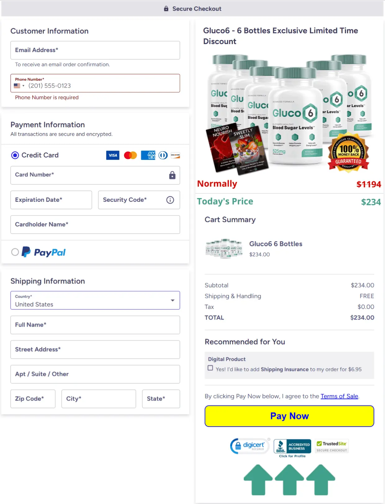 Gluco6 secure checkout encrypted payment